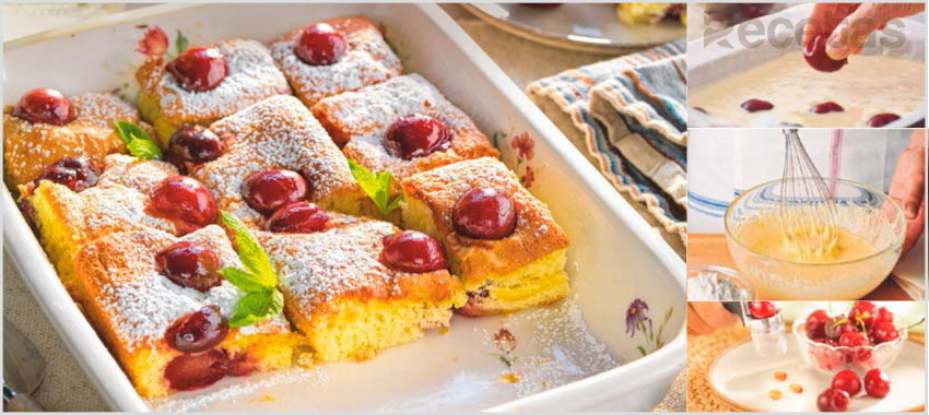 Coca jugosa de cerezas